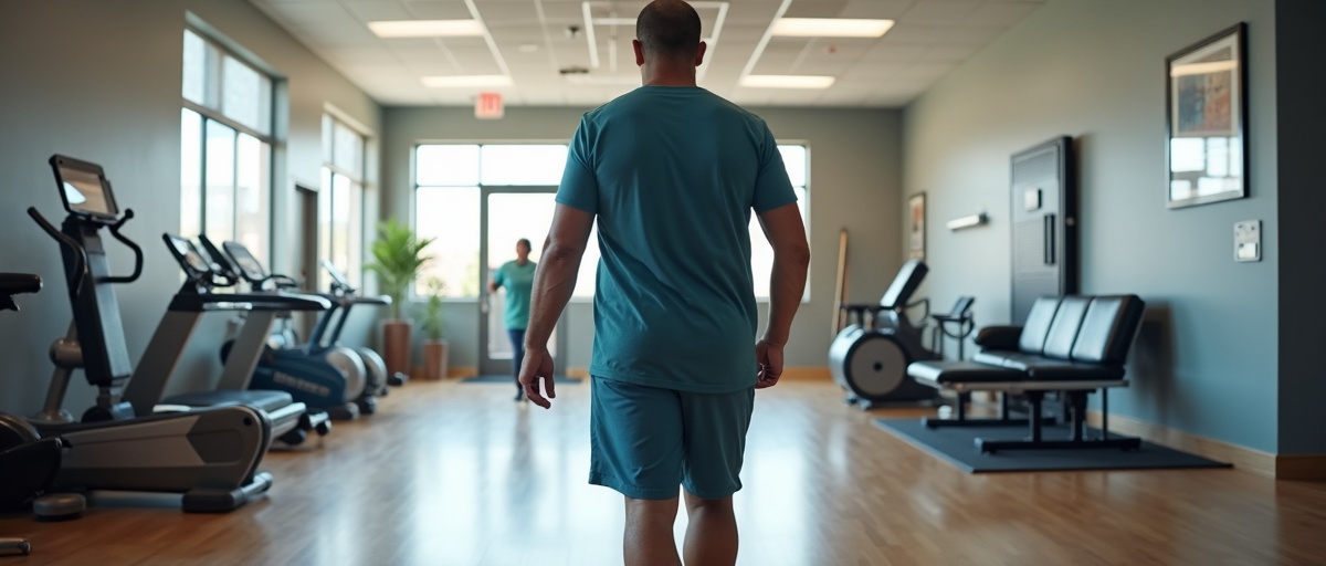 Active adult patient in rehabilitation after robotic spinal fusion at Greenberg Spine, Fort Wayne Indiana