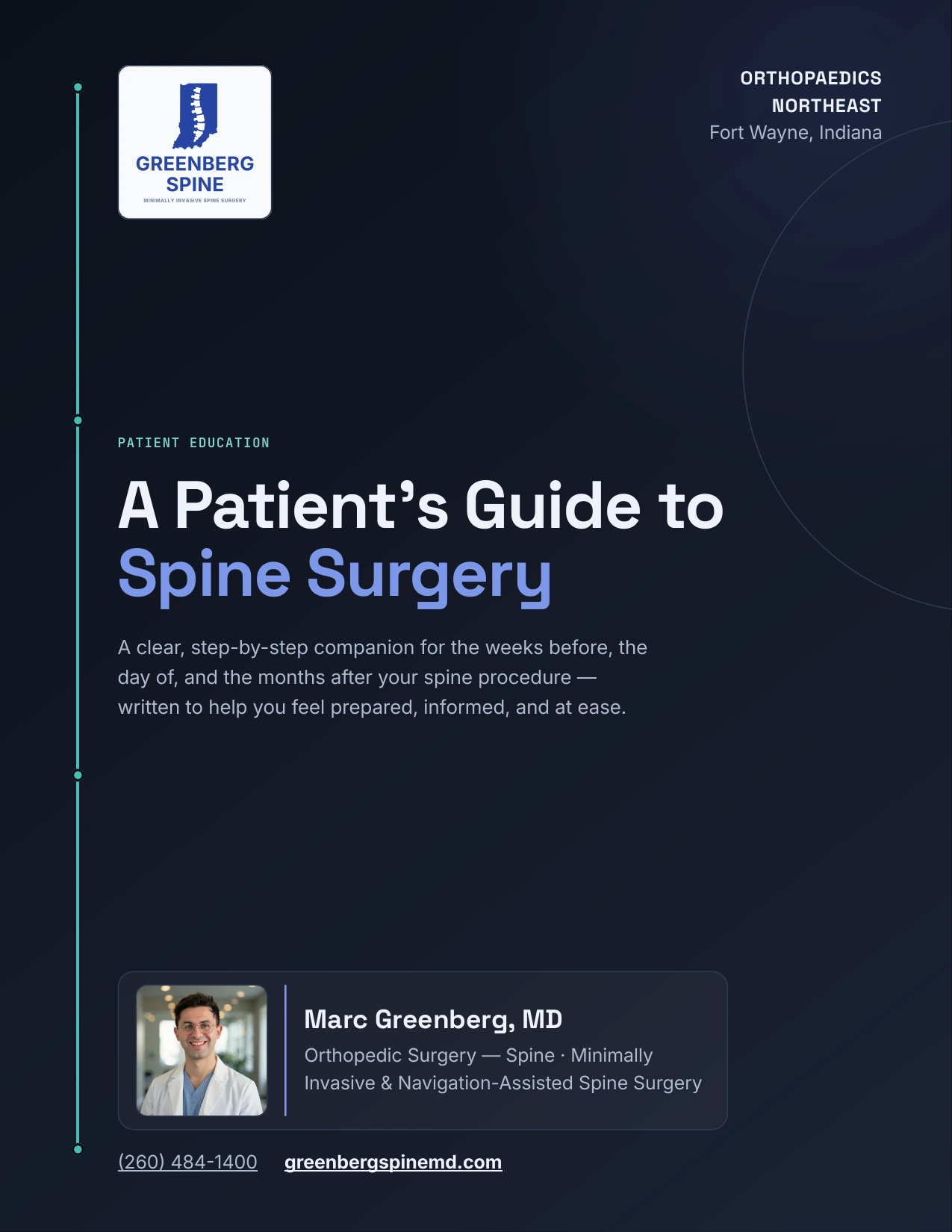 Cover of the Greenberg Spine Patient Guide to Spine Surgery